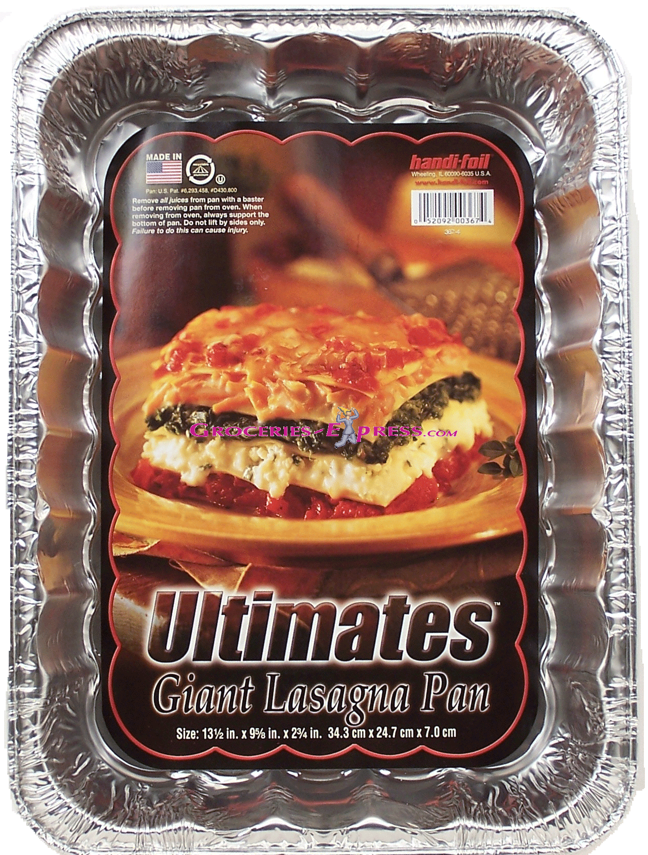 Handi-foil Ultimates giant lasagna pan, size 13 1/2in x 9 5/8in x 2 3/4in Full-Size Picture